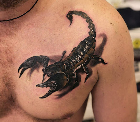 realistic-3d-scorpion-chest-tattoo
