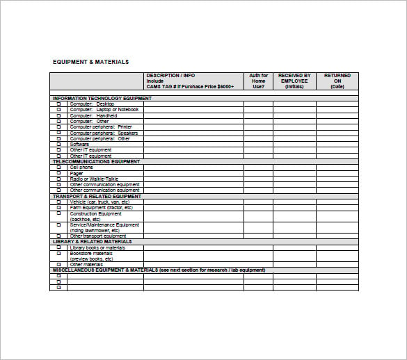 business asset list template