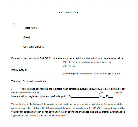 eviction notice letter word free download