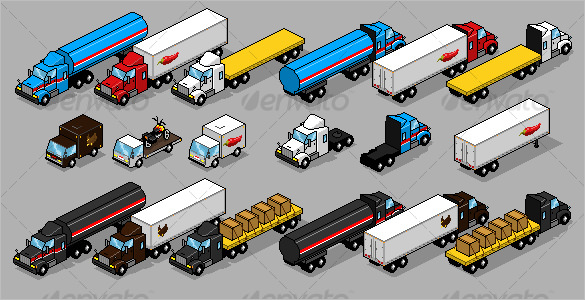 trucks pixel art