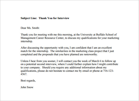 Short Thank You Email After Interview Sample Subject Line