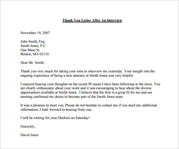 Best Thank You Letter After Interview from images.template.net