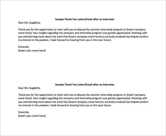 Thanks Letter After Interview Email from images.template.net