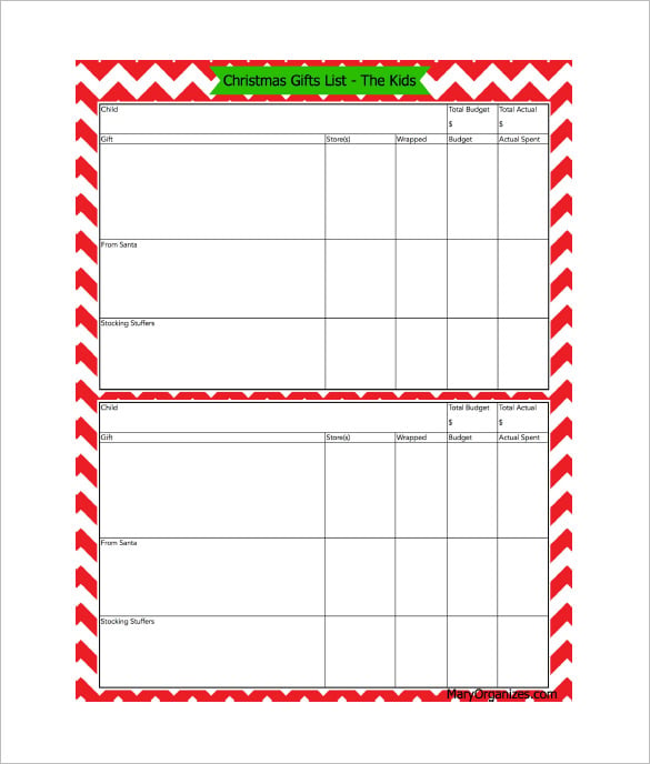 email christmas list templates