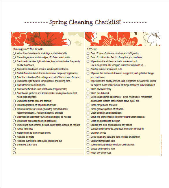 spring cleaning list