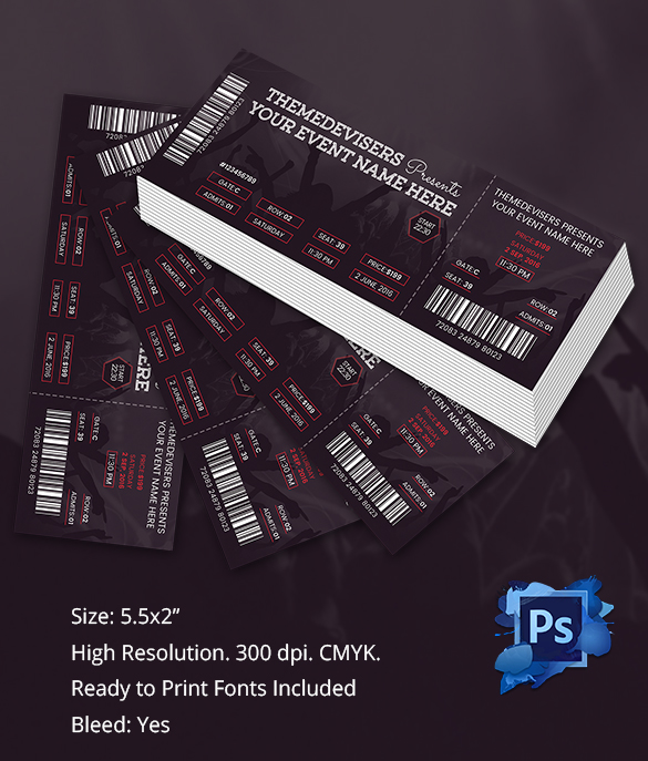 Ticket Template 91 Free Word Excel Pdf Psd Eps Formats Download Free Premium Templates Ticket Template Psd