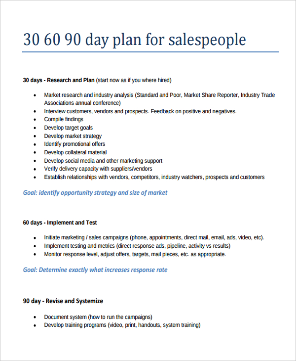 22 30 60 90 Day Action Plan Templates Free PDF Word Format Download 