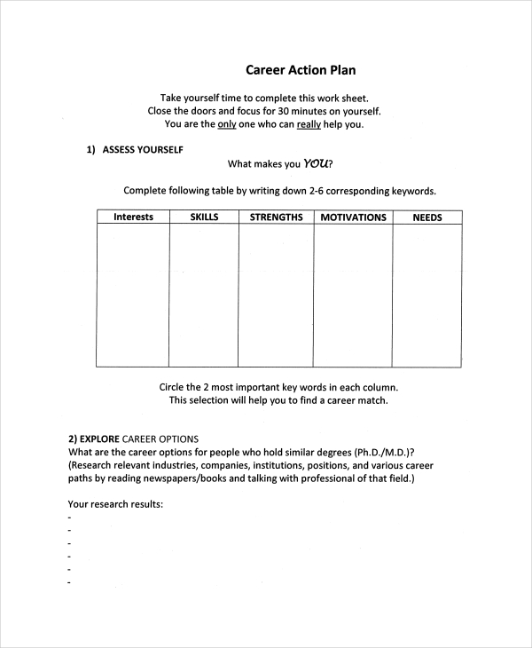 Career Action Plan Template - 15+ Free Sample, Example, Format Download