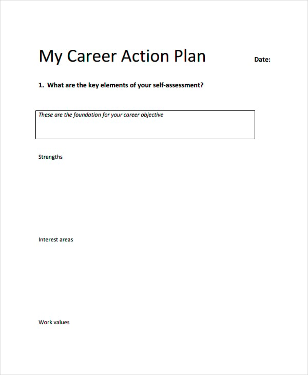 my career action plan example free download
