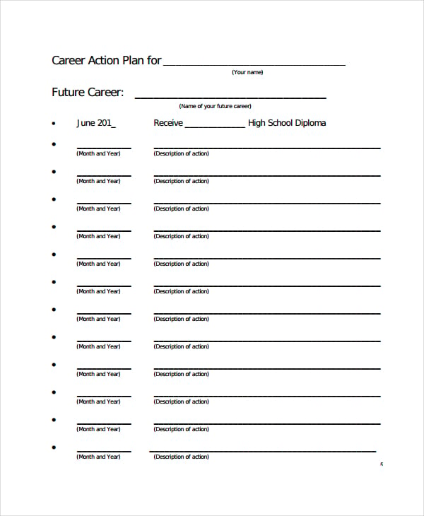 sample year career action plan pdf download