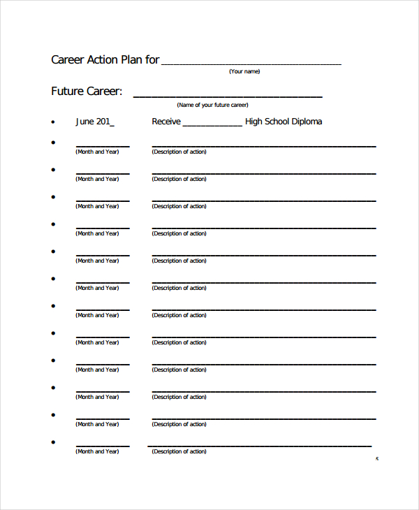 sample year career action plan pdf download