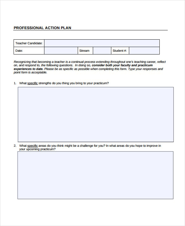 professional career action plan format download