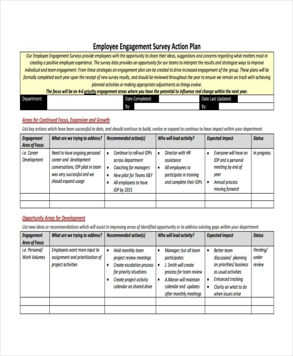 Employee Action Plan Template 14 Free Sample Example Format Download