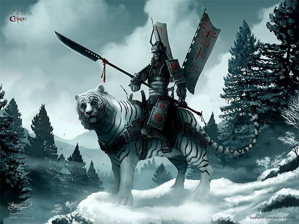 white tiger clan fantasy art design