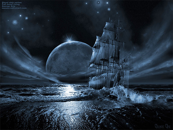 full moon rising fantasy art design