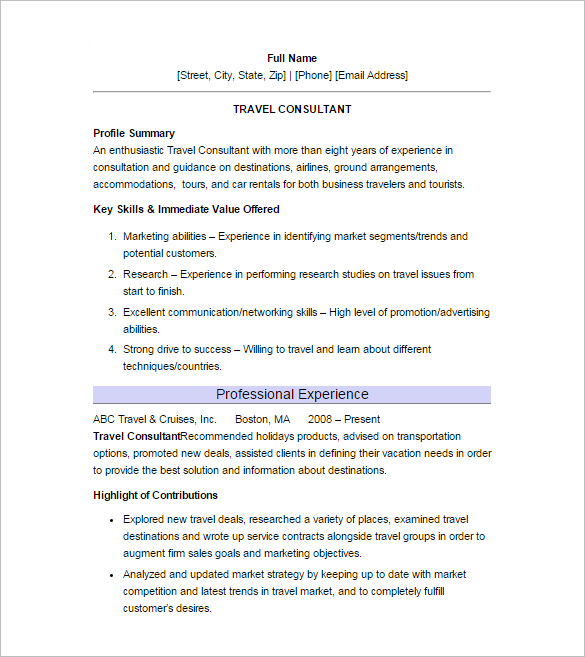10+ Sample Consultant Resume Templates