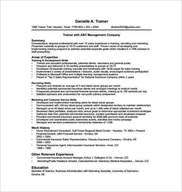 recruitment consultant resume free pdf
