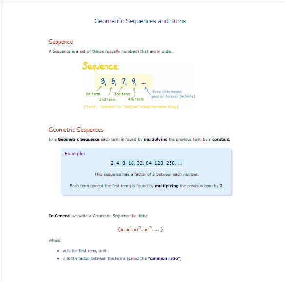 geometric sequence examples