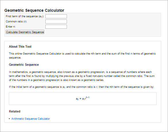 geometric sequence calculator