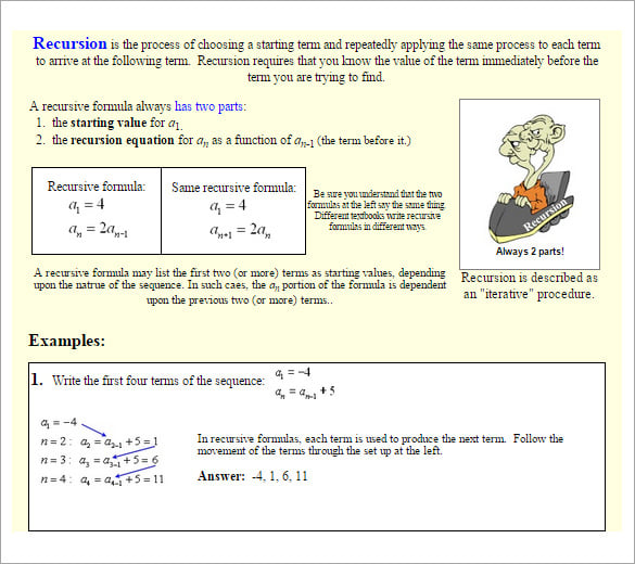 recursive formula for geometric sequences example