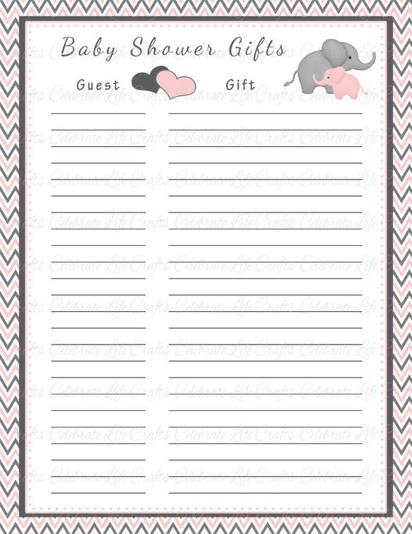 Baby Shower Gift List Template 5+ Free Sample, Example, Format Download!