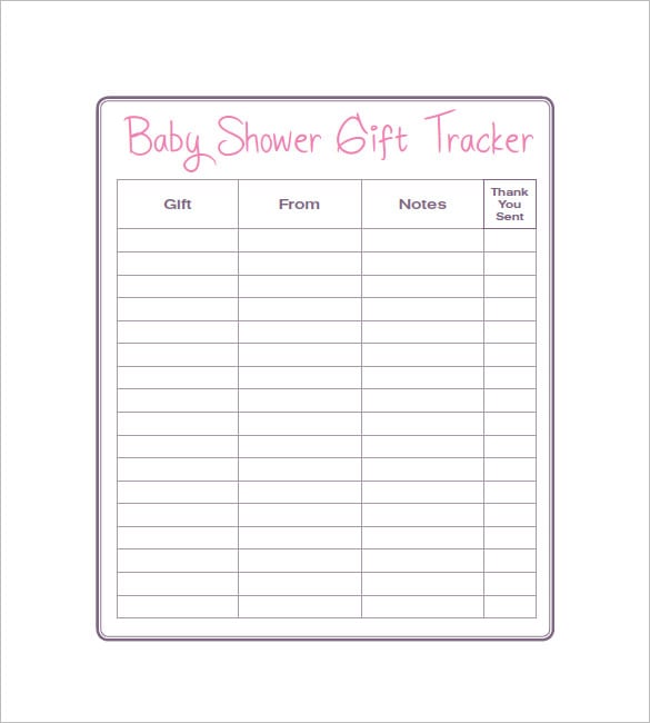Baby Shower Gift List Template - 5+ Free Sample, Example ...
