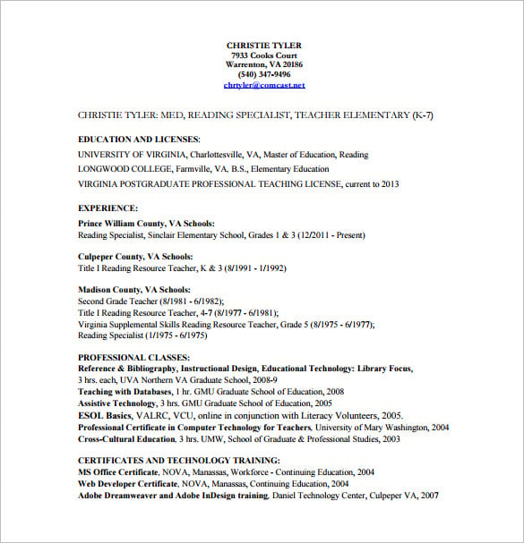 free-pdf-resume-for-reading-tutor-download