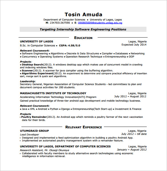 entry level android developer resume free pdf