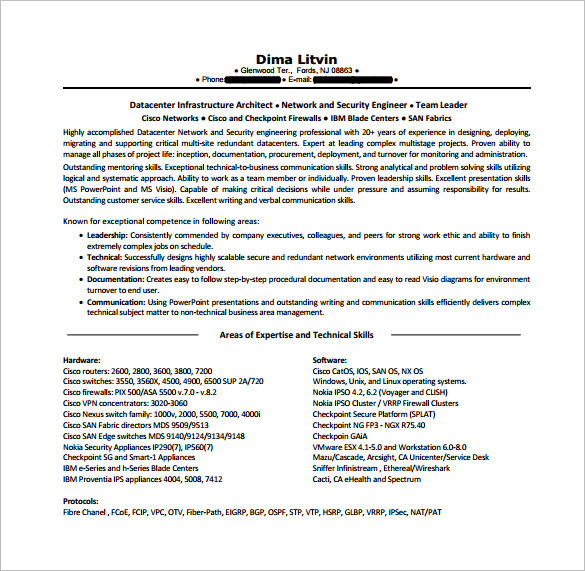 Network Engineer Resume Template - 8+ Free Word, Excel, PDF, PSD Format ...