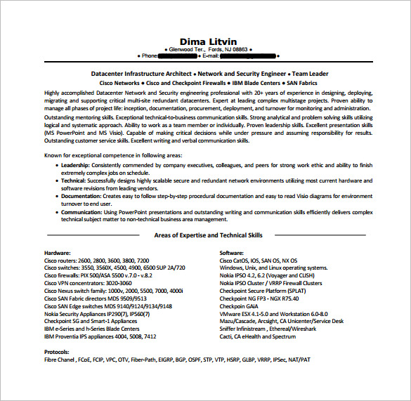 network engineer resume examples entry level