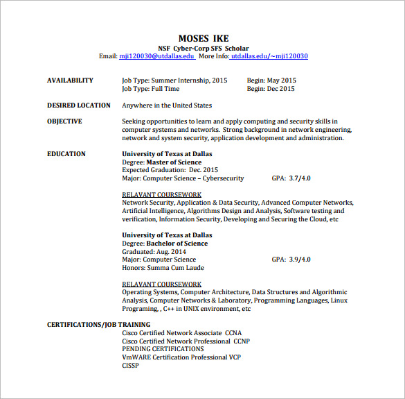 Network Engineer Resume Template - 8+ Free Word, Excel, PDF, PSD Format ...