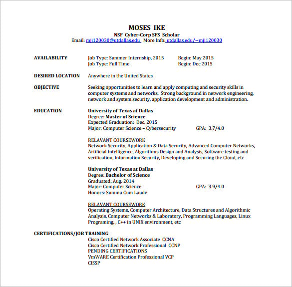 Network Engineer Resume Template - 8+ Free Word, Excel, PDF, PSD Format