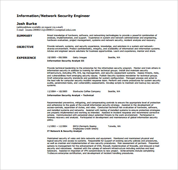 Network Security Engineer Resume Sample With Experience