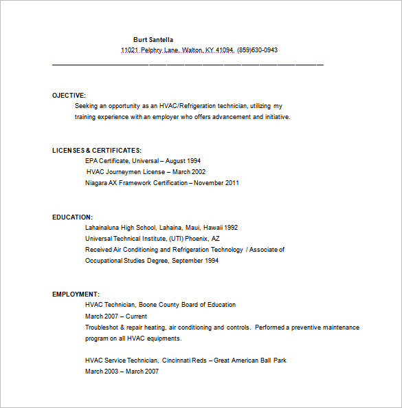 HVAC Resume Template 13+ Word, Excel, PDF Format Download!