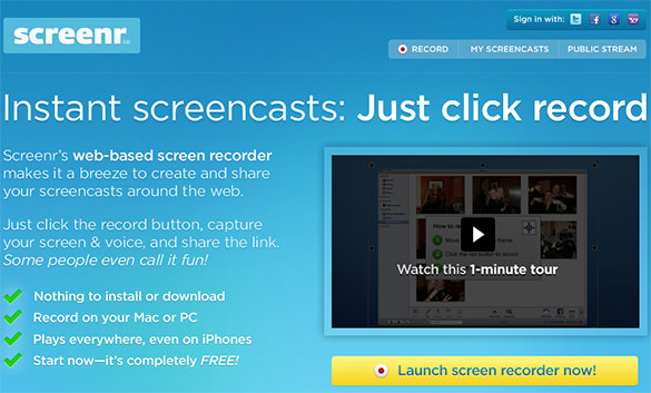 screenr free screen recording software