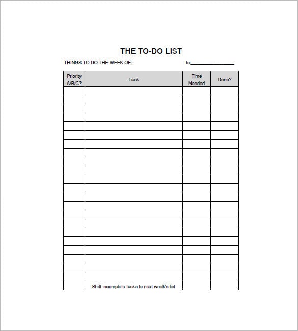 free things to do list template