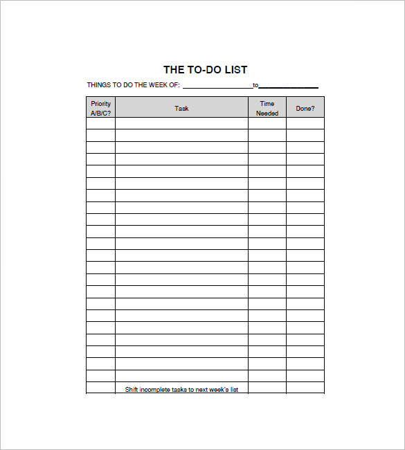 free things to do list template