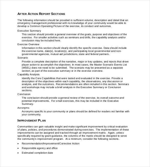 after action report template sample download