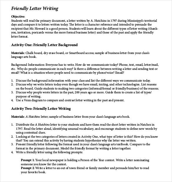 basic friendly letter writing download