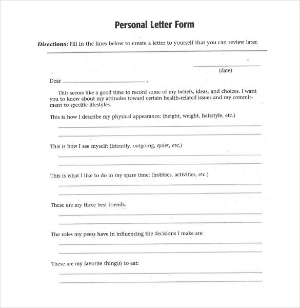 basic personal letter form