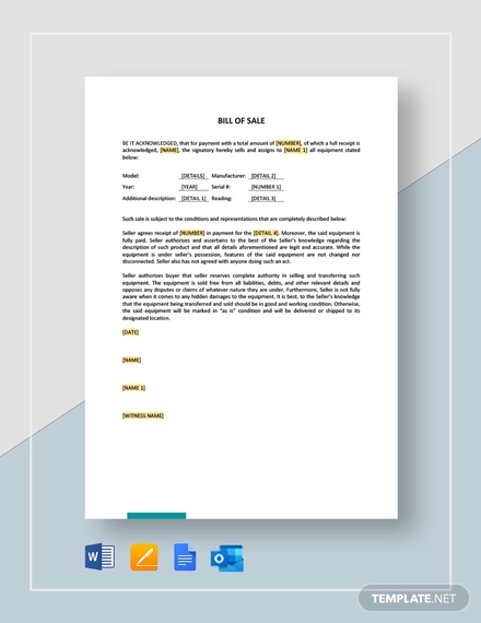 Bill Of Sale Template 44 Free Word Excel PDF Documents Downloaad