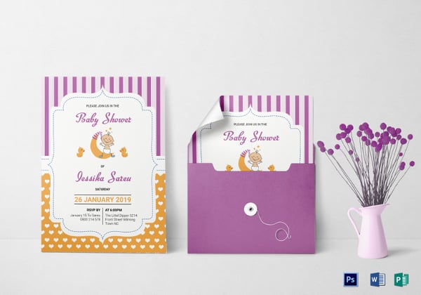 colorful baby shower invitation card template