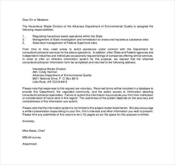 consultant contractor letter example