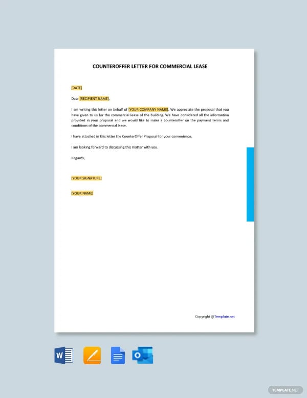counter offer letter for commercial lease template