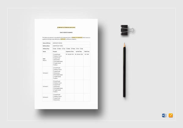 daily route planner template