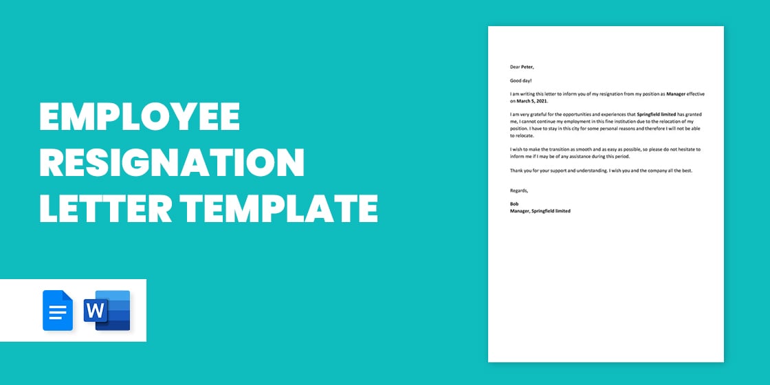 employee resignation letter template – free word excel pdf format download