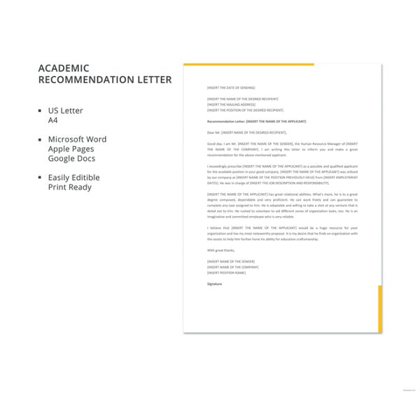 free-academic-recommendation-letter-template