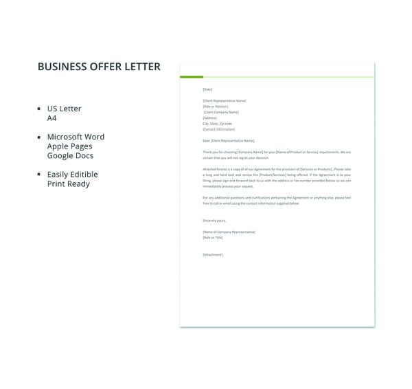 free business offer letter template