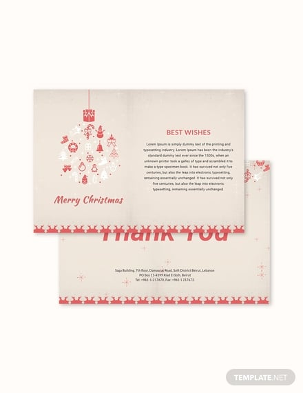 free christmas thank you card template
