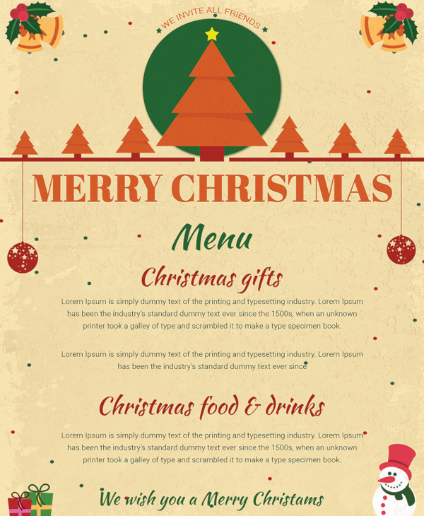 Christmas Menu Template 26+ Free PSD, EPS, AI, Illustrator, Word